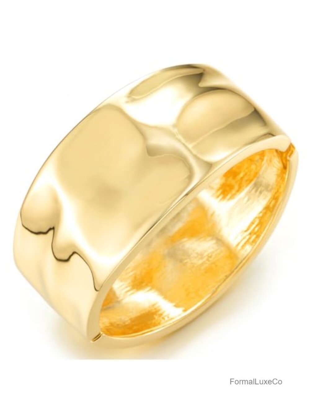 Wide Hammered Cuff Bangle Bracelet Women Gold-Tone Alloy Jewelry